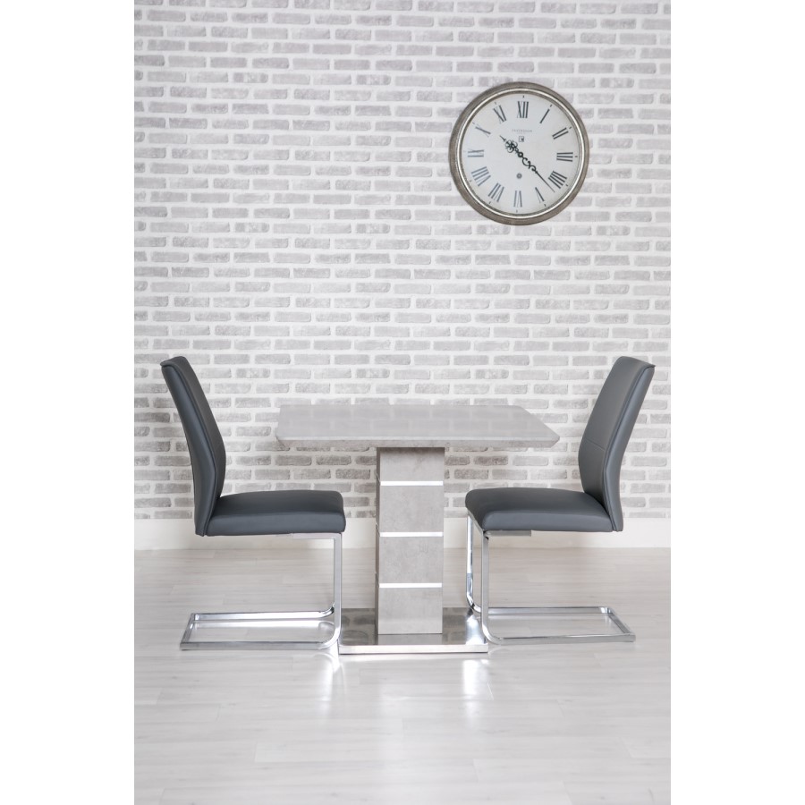 GRADE A2 - Square Dining Table in Grey Concrete Effect - Etan