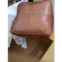 GRADE A2 - Natural Tan Leather Square Pouffe