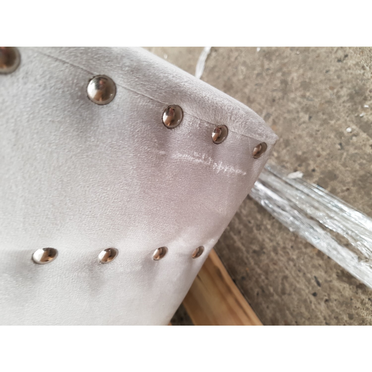 GRADE A2 Safina Velvet Storage Blanket Box in Silver Grey with Stud