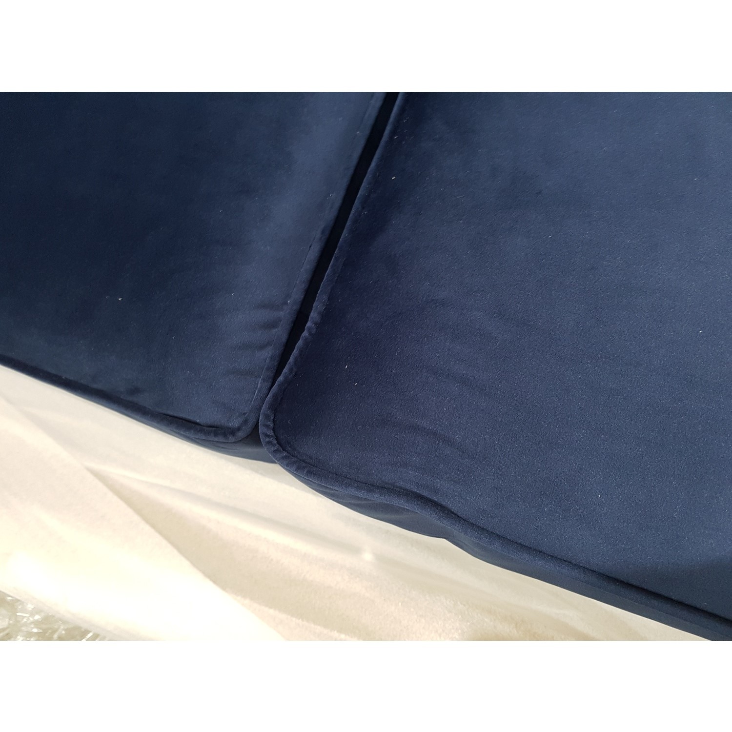 GRADE A2 Navy Blue Velvet Chesterfield Sofa Bed Seats 3 Double
