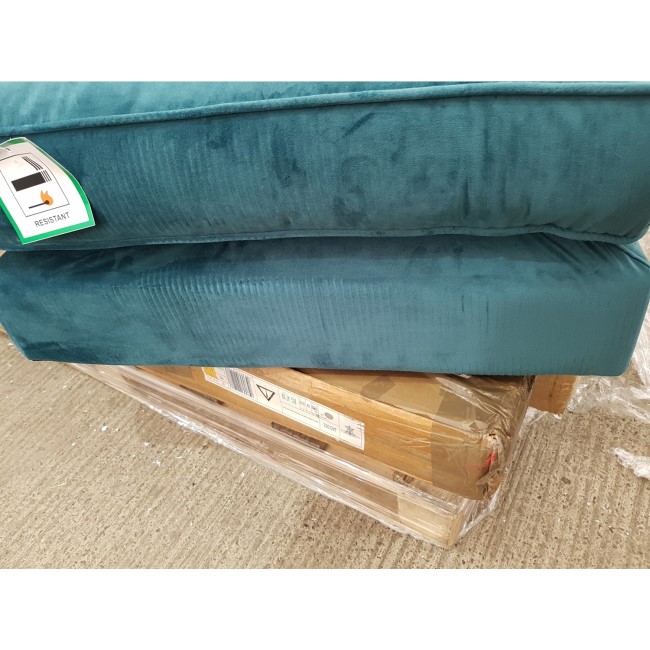 GRADE A2 - Teal Blue Velvet Footstool - Payton