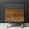 GRADE A1 - Halo 2 Drawer Bedside Table with Brass Inlay in Natural Honey 