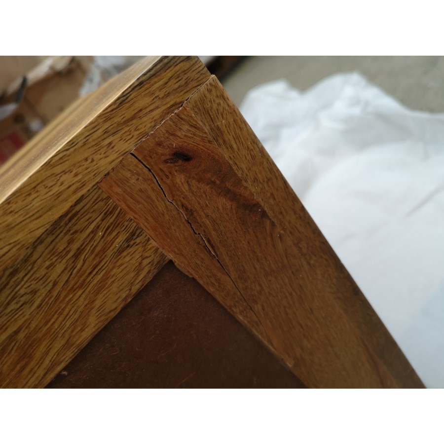 GRADE A2 - Halo 2 Drawer Bedside Table with Brass Inlay in Natural Honey 