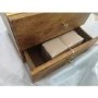 GRADE A2 - Halo 2 Drawer Bedside Table with Brass Inlay in Natural Honey 