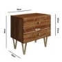 GRADE A2 - Halo 2 Drawer Bedside Table with Brass Inlay in Natural Honey 