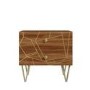 GRADE A2 - Halo 2 Drawer Bedside Table with Brass Inlay in Natural Honey 