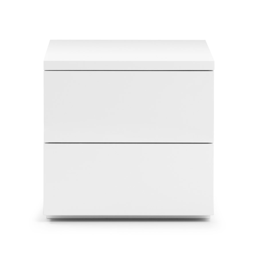 GRADE A1 - Julian Bowen Monaco 2 Drawer Bedside Table in White High Gloss