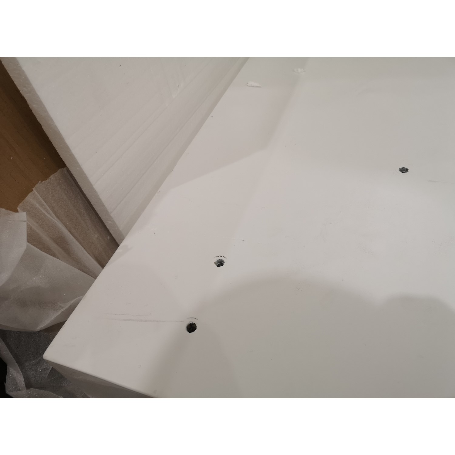 GRADE A2 White Gloss Office Desk with Drawer Roxy Furniture123