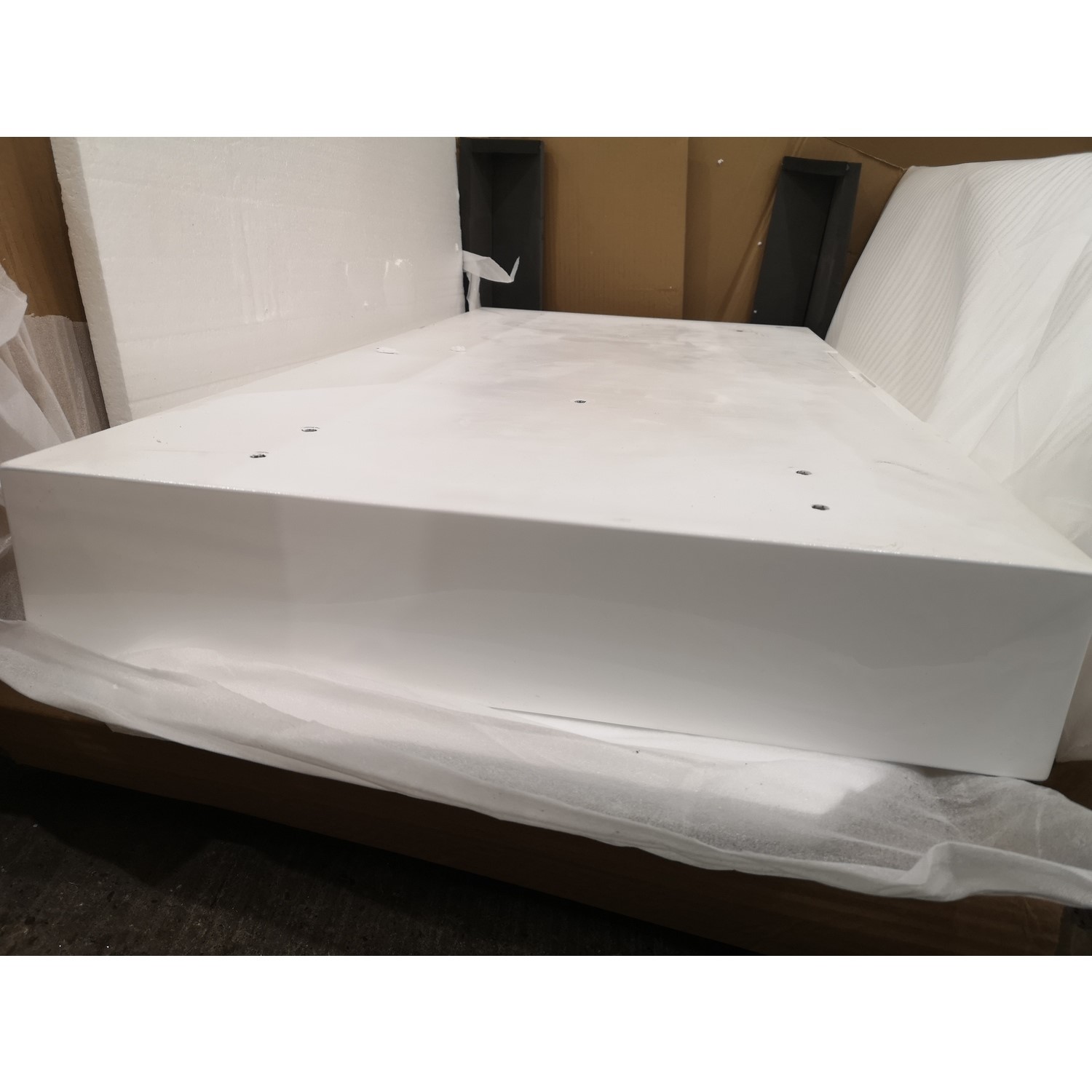 GRADE A2 White Gloss Office Desk with Drawer Roxy Furniture123