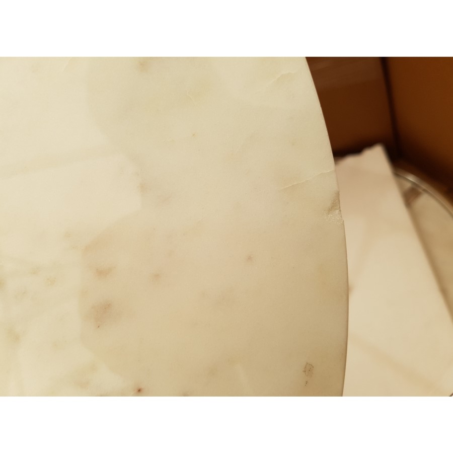 GRADE A2 - Large White Marble Nesting Tables with Silver Base - Set of 2 - Martina