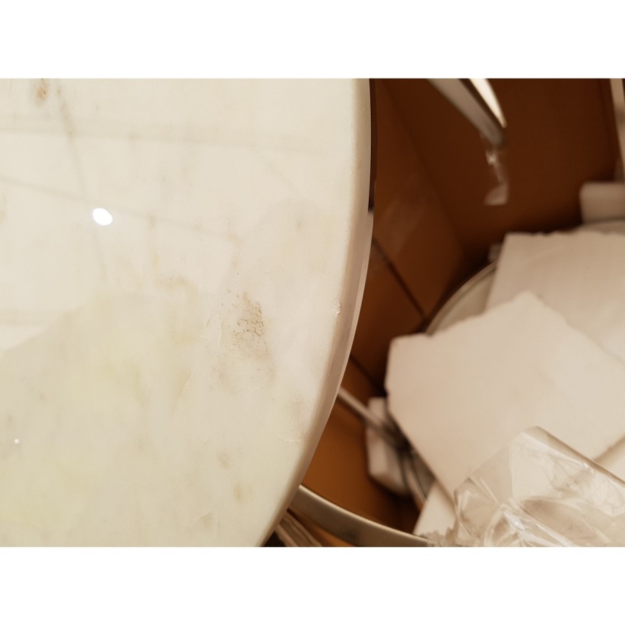 GRADE A2 - Large White Marble Nesting Tables with Silver Base - Set of 2 - Martina