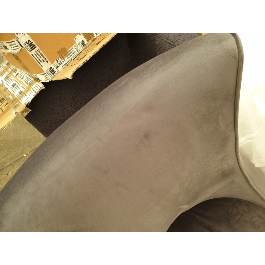 GRADE A2 - Pair of Charcoal Grey Velvet Dining Chairs with Black Legs and Quilted Back - Lucille