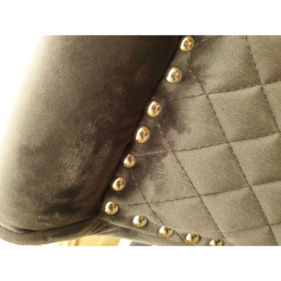 GRADE A2 - Pair of Charcoal Grey Velvet Dining Chairs with Black Legs and Quilted Back - Lucille