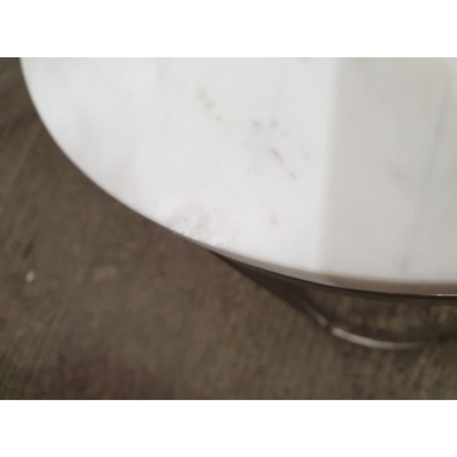 GRADE A2 - White Marble Nesting Tables with Silver Base - Set of 2 - Martina