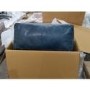 GRADE A2 - Steel Grey Leather Square Pouffe