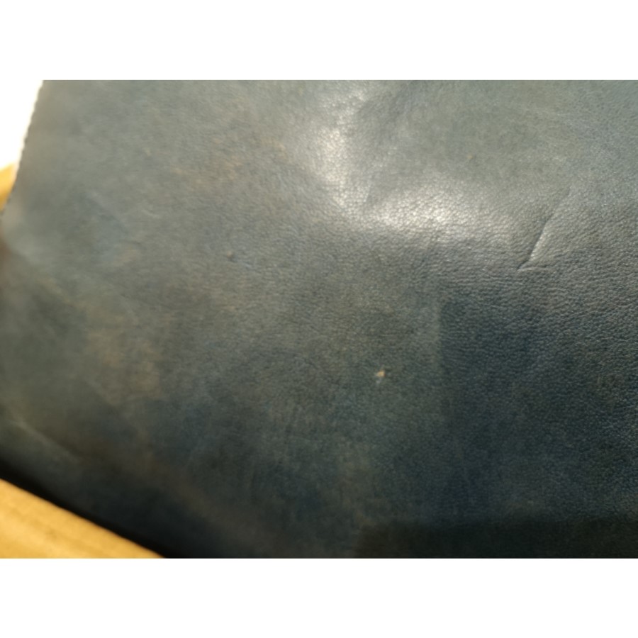 GRADE A2 - Steel Grey Leather Square Pouffe