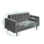 GRADE A2 - Elba Grey Velvet Sofa with Button Detailing & Bolster Cushions - Seats 2