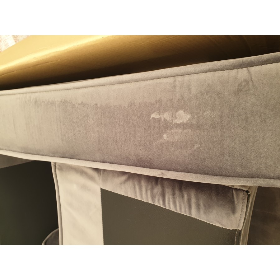 GRADE A2 - Elba Grey Velvet Sofa with Button Detailing & Bolster Cushions - Seats 2