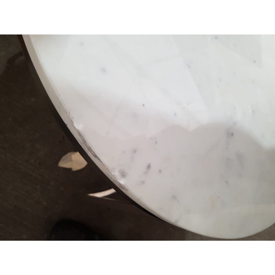 GRADE A2 - Large White Marble Nesting Tables with Silver Base - Set of 2 - Martina