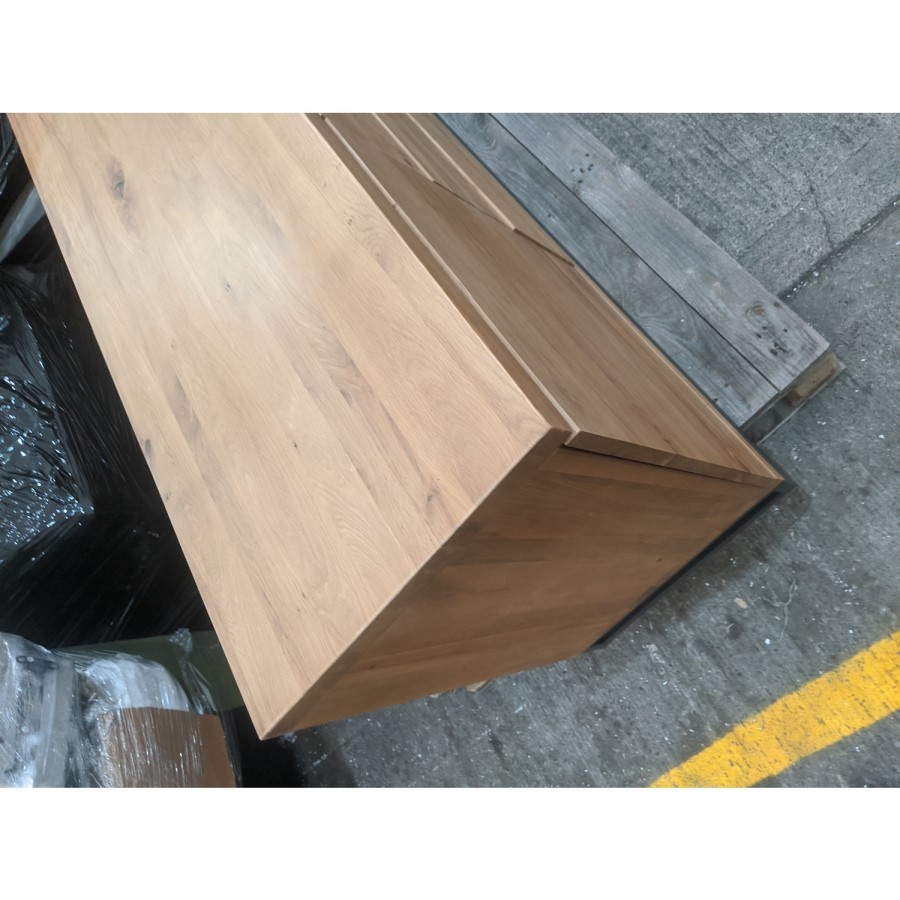 GRADE A2 - Julian Bowen Industrial Solid Oak Sideboard with Storage - Brooklyn
