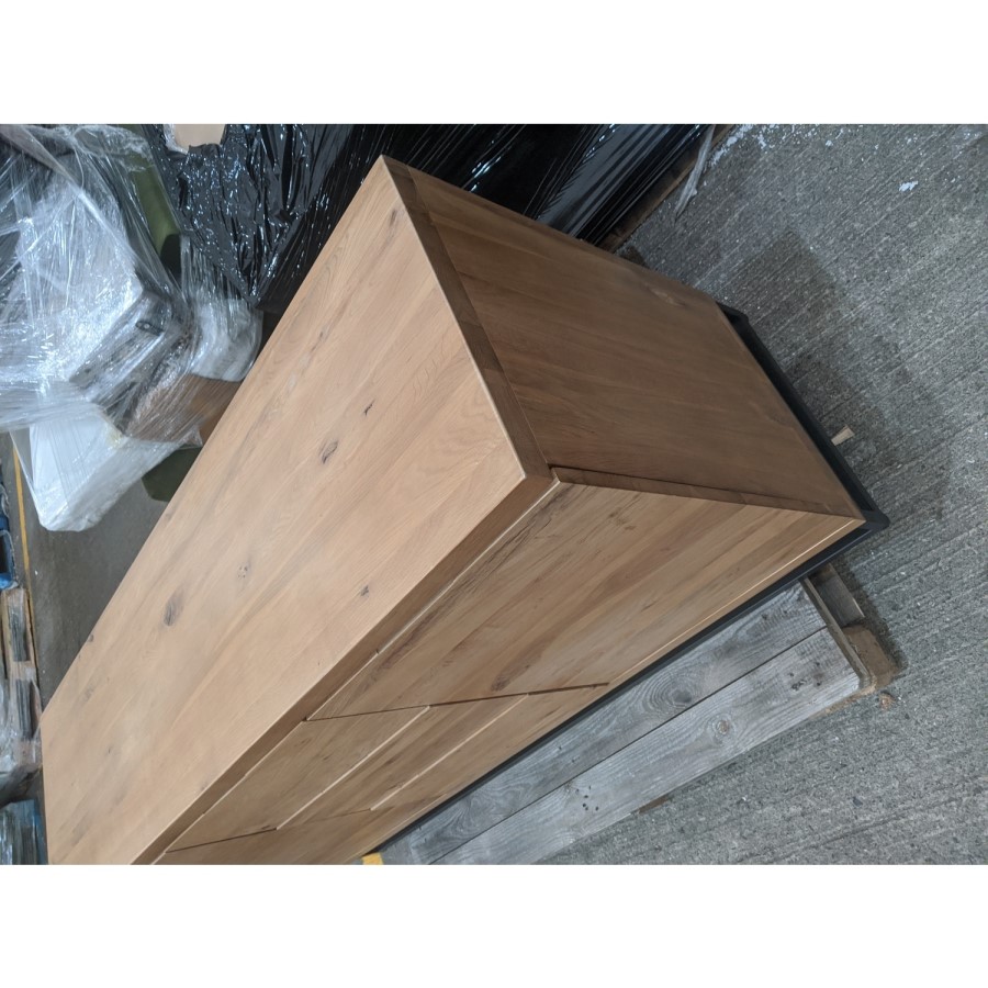 GRADE A2 - Julian Bowen Industrial Solid Oak Sideboard with Storage - Brooklyn