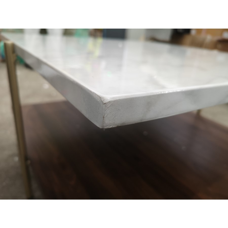 GRADE A2 - White Marble Square Coffee Table with Gold Legs - Foster