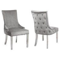 GRADE A2 - Pair of Button Back Grey Velvet Dining Chairs - Jade Boutique GRADE A2 - Pair of Button Back Grey Velvet Dining Chairs - Jade Boutique