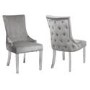 GRADE A2 - Pair of Button Back Grey Velvet Dining Chairs - Jade Boutique
