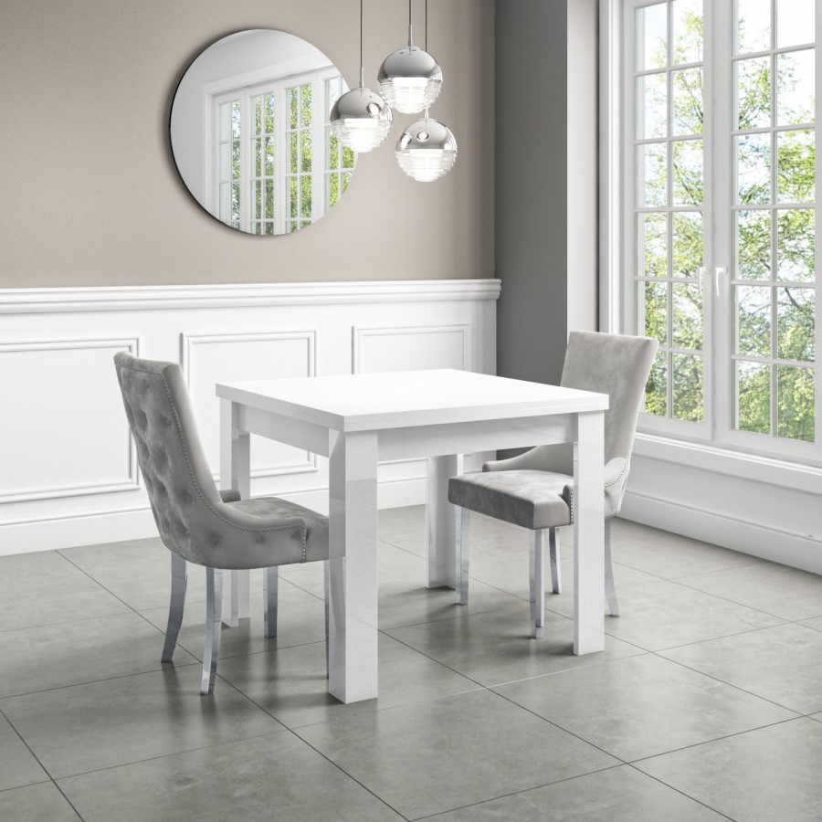 GRADE A2 - Pair of Button Back Grey Velvet Dining Chairs - Jade Boutique