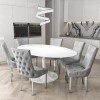 GRADE A1 - Pair of Button Back Grey Velvet Dining Chairs - Jade Boutique