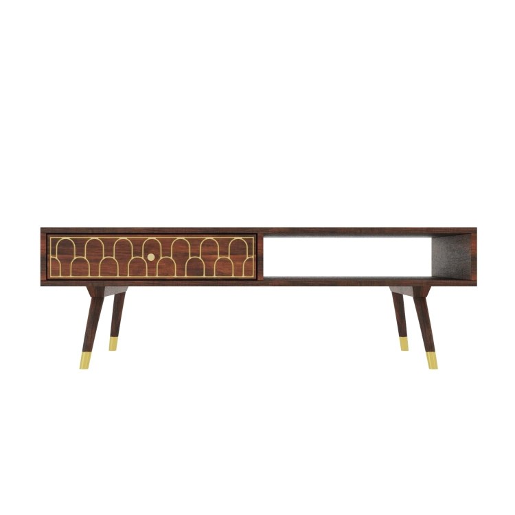 Dark Wood & Gold Coffee Table - Dejan