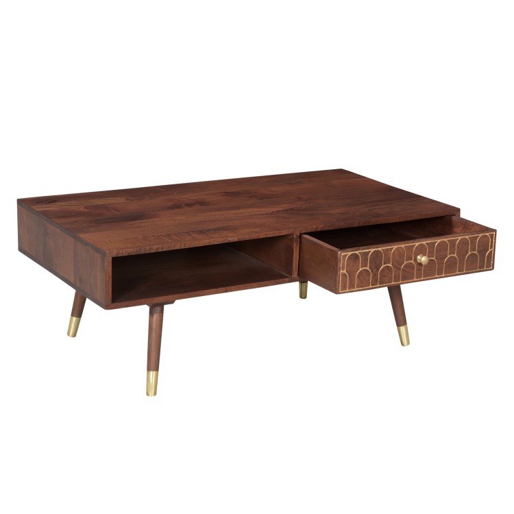 Dark Wood & Gold Coffee Table - Dejan