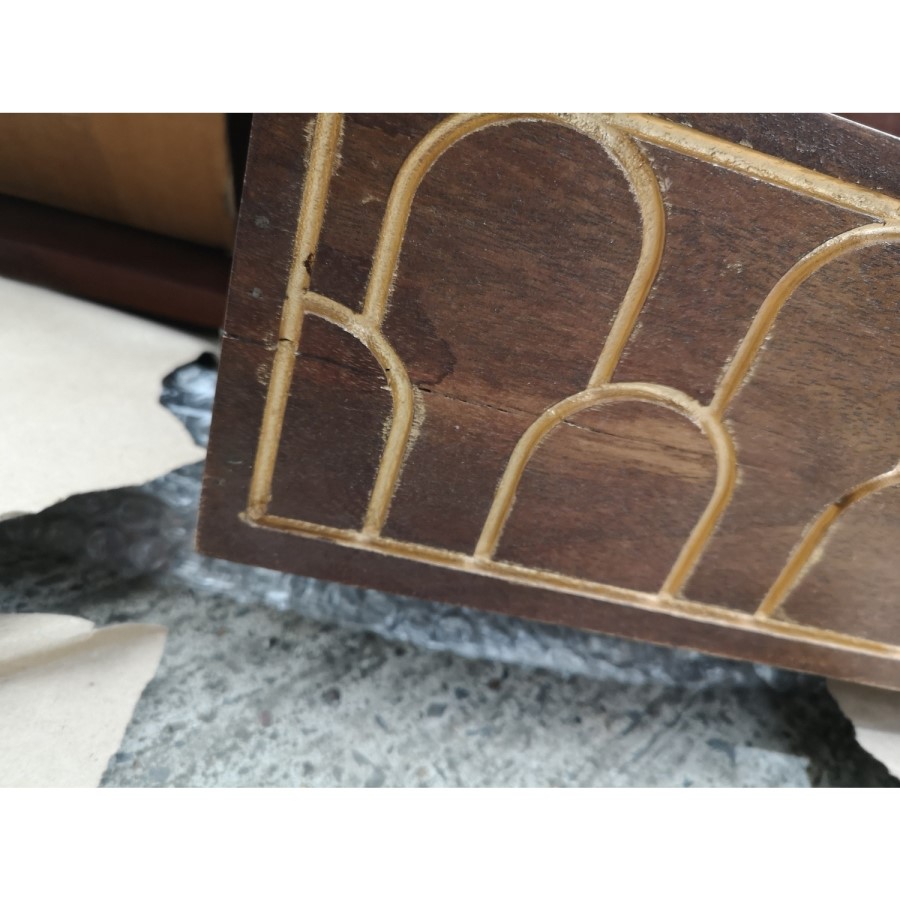 GRADE A2 - Dark Wood & Gold Coffee Table - Dejan