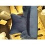 GRADE A2 - Navy Blue Velvet Armchair with Black Legs and Brass Studs - Jade Boutique