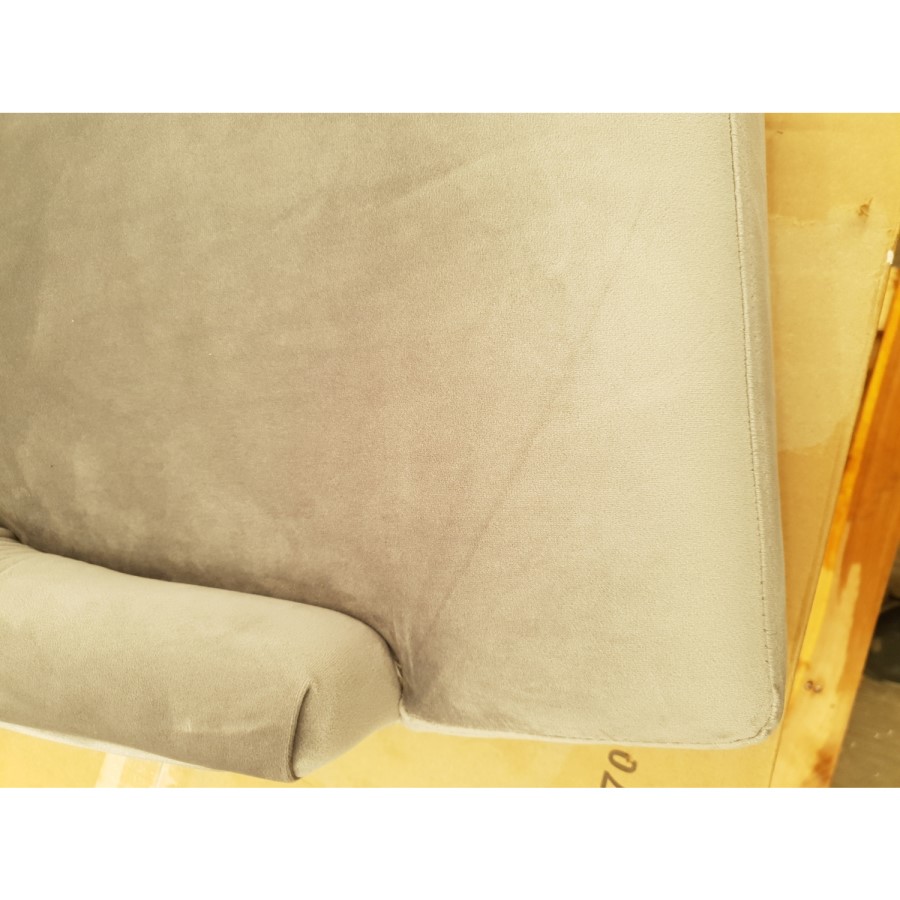 GRADE A2 - Pair of Grey Knocker Chairs in Velvet with Chrome Legs & Studs - Jade Boutique 