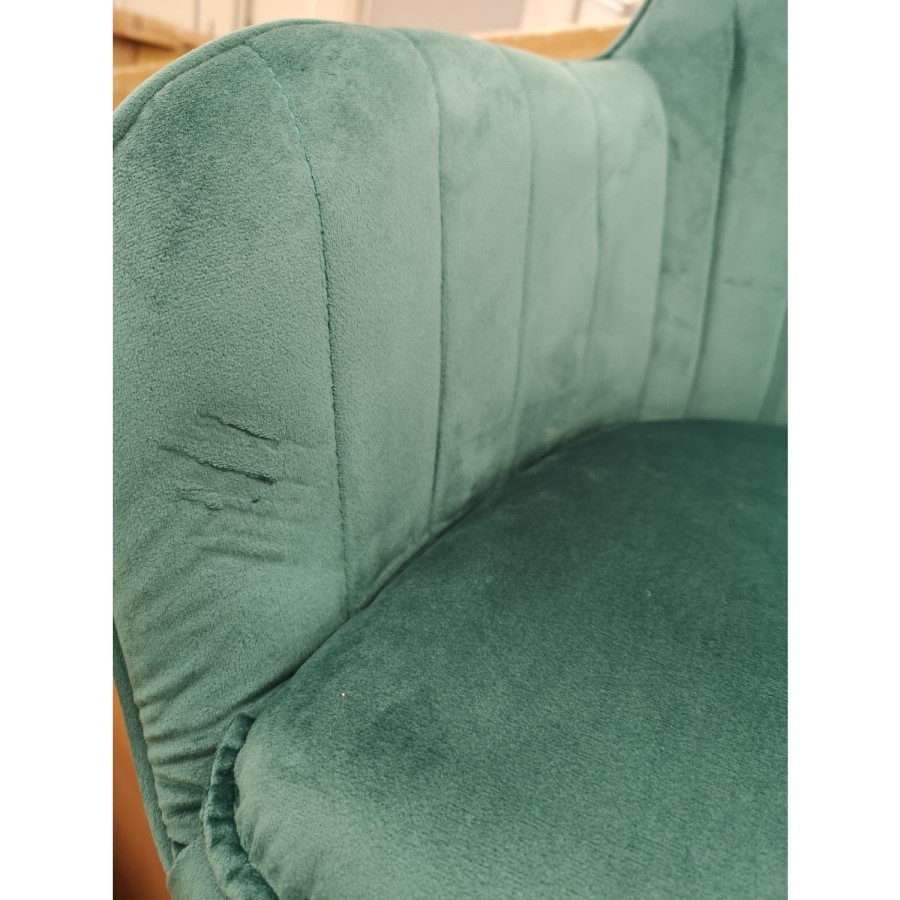 GRADE A2 - Teal Blue Velvet Office Chair - Tub Seat - Logan