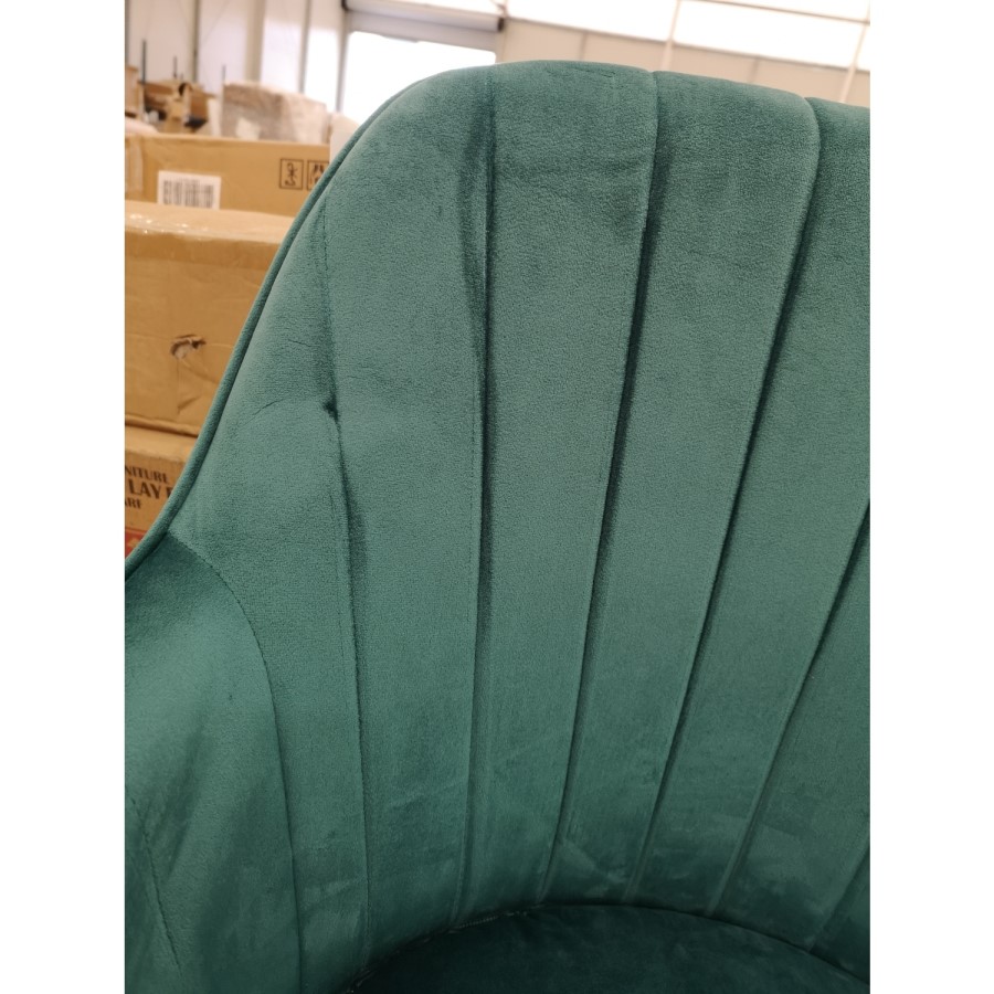GRADE A2 - Teal Blue Velvet Office Chair - Tub Seat - Logan