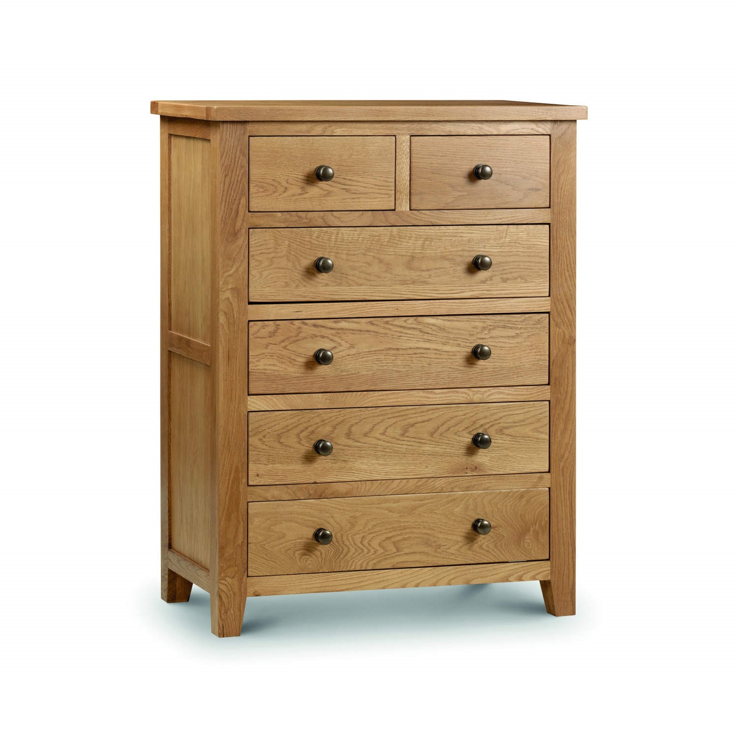 Photo of Tall solid oak chest of 6 drawers - marlborough - julian bowen
