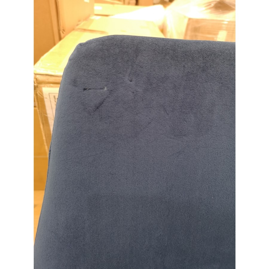 GRADE A2 - Navy Blue Velvet Dining Chairs with Button Back & Black Legs - Maddy