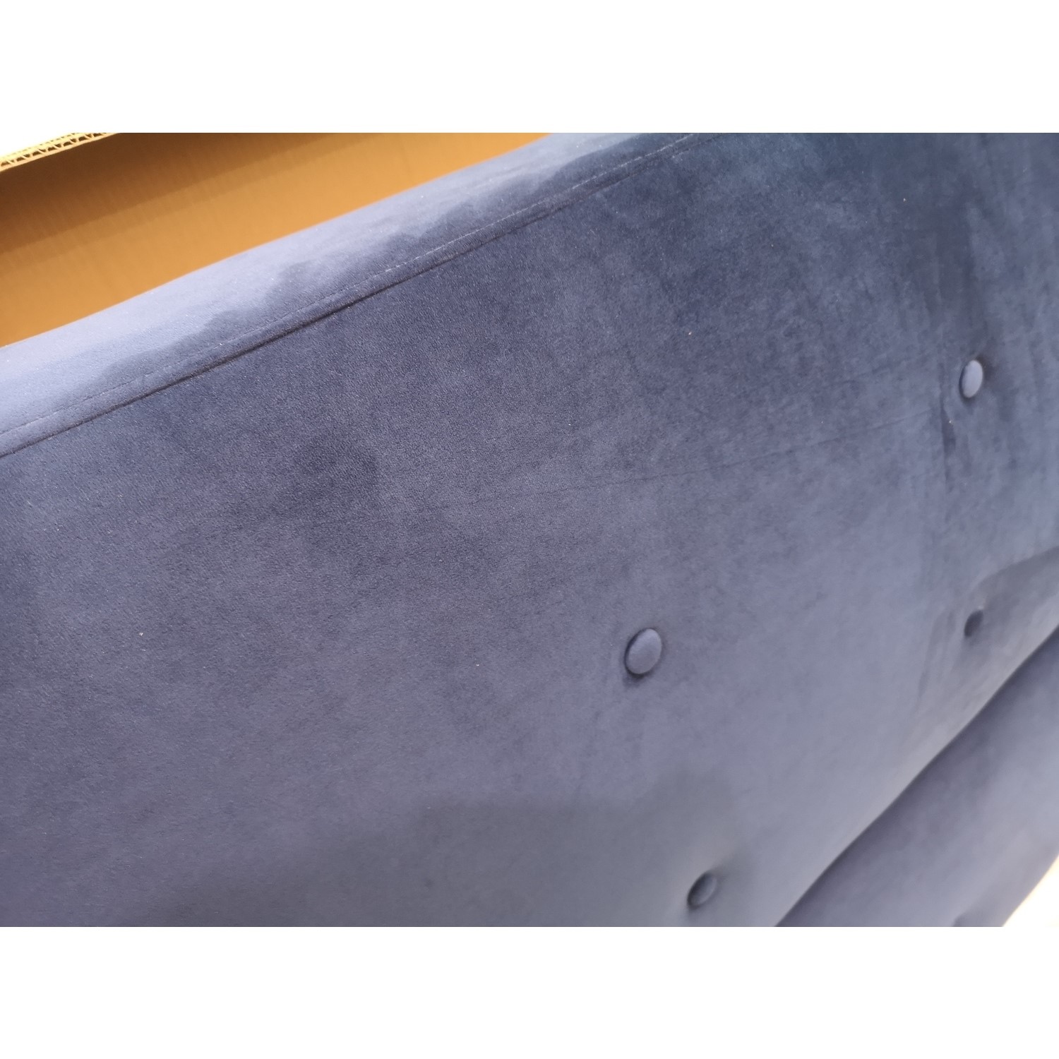 GRADE A2 Velvet Sofa Bed in Navy Blue with Buttons Seats 3 Rory