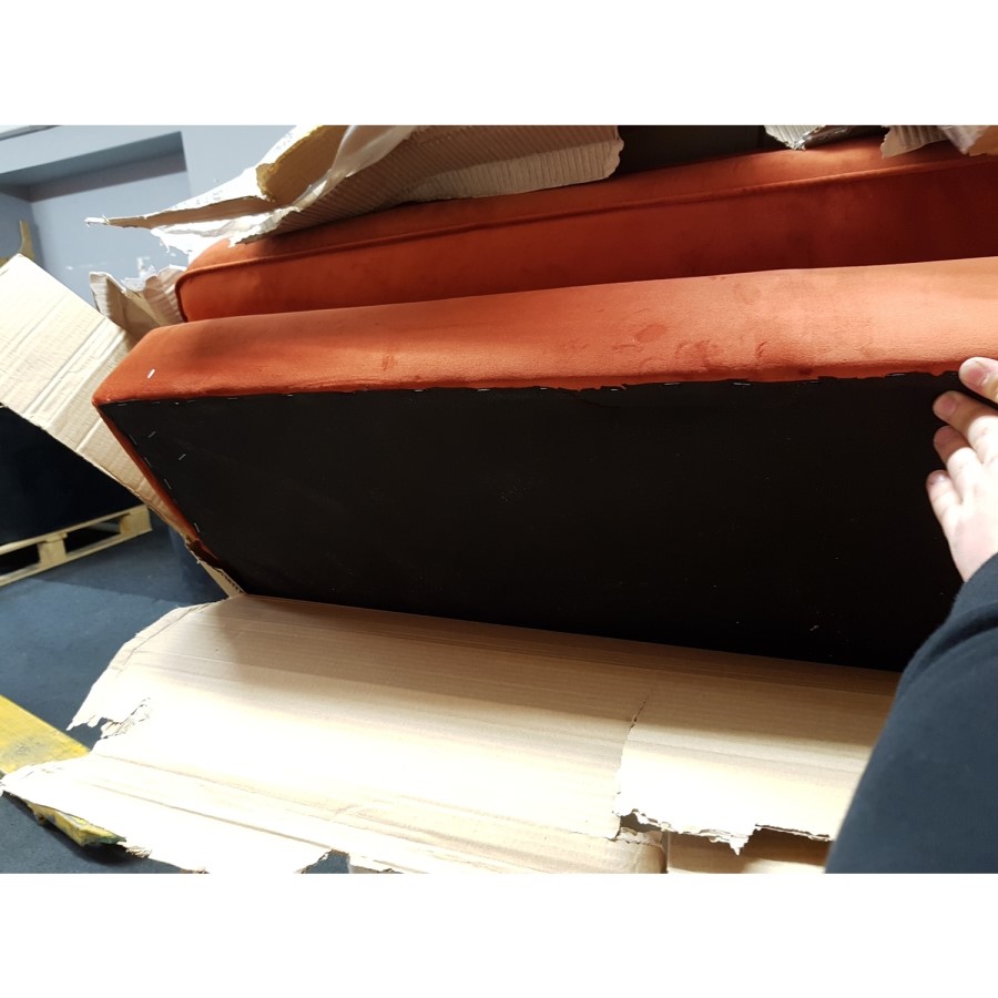 GRADE A2 - Burnt Orange Velvet Loveseat - Payton