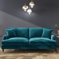 GRADE A2 - Payton Teal Blue Velvet 3 Seater Sofa