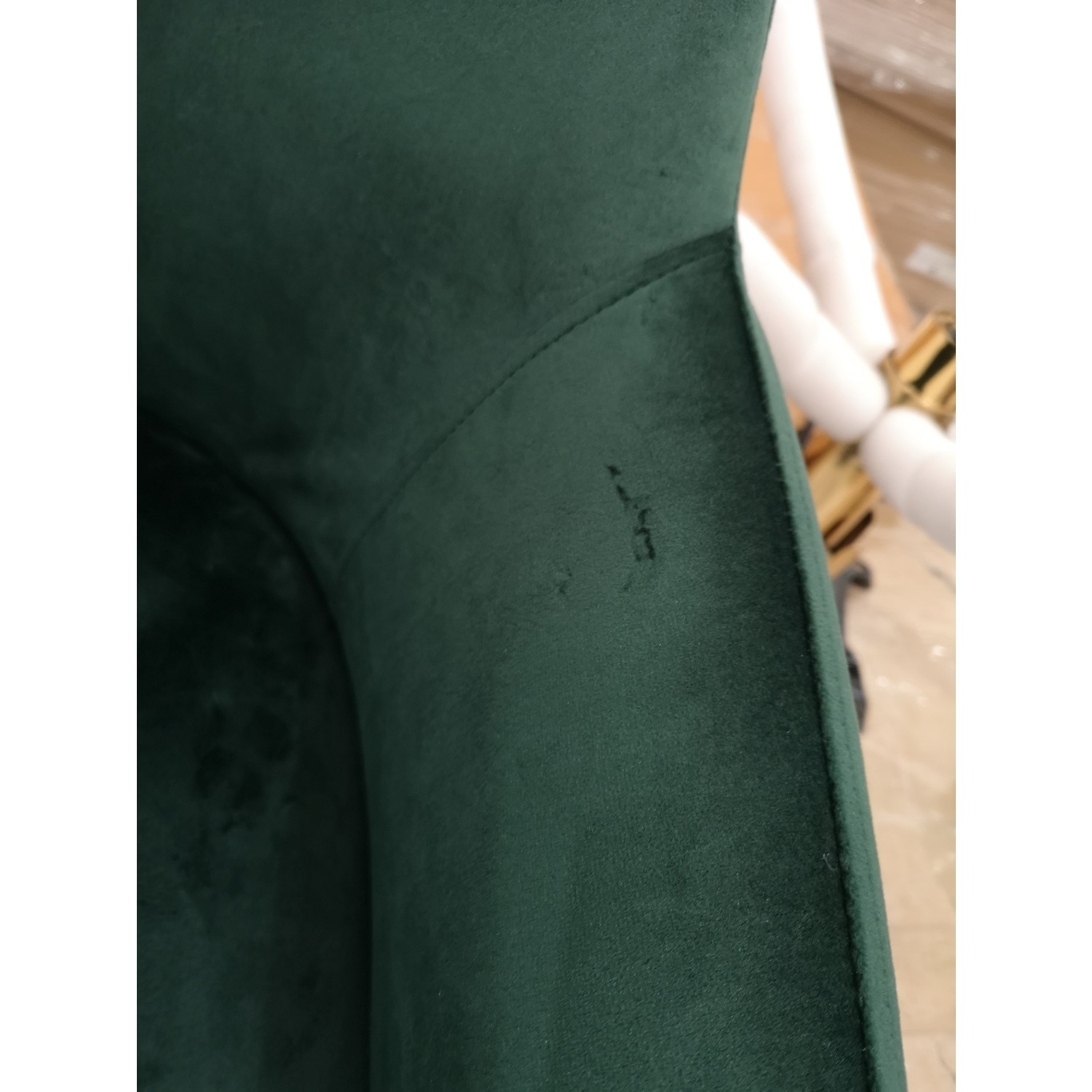 GRADE A2 Green Velvet Office Swivel Chair with Gold Base Marley