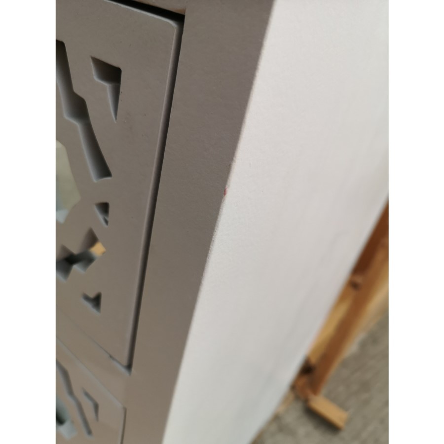 GRADE A2 - Alexis Mirrored 6 Drawer Chest of Drawers in Pale Grey with Carved Detail