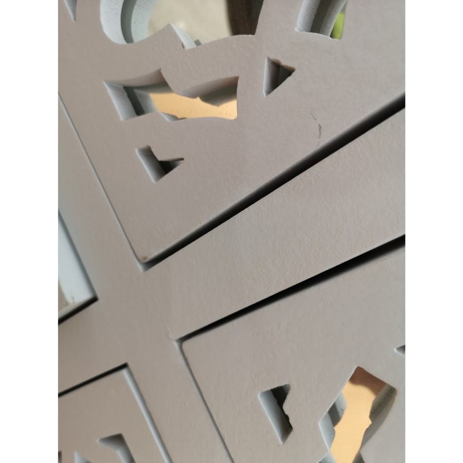 GRADE A2 - Alexis Mirrored 6 Drawer Chest of Drawers in Pale Grey with Carved Detail