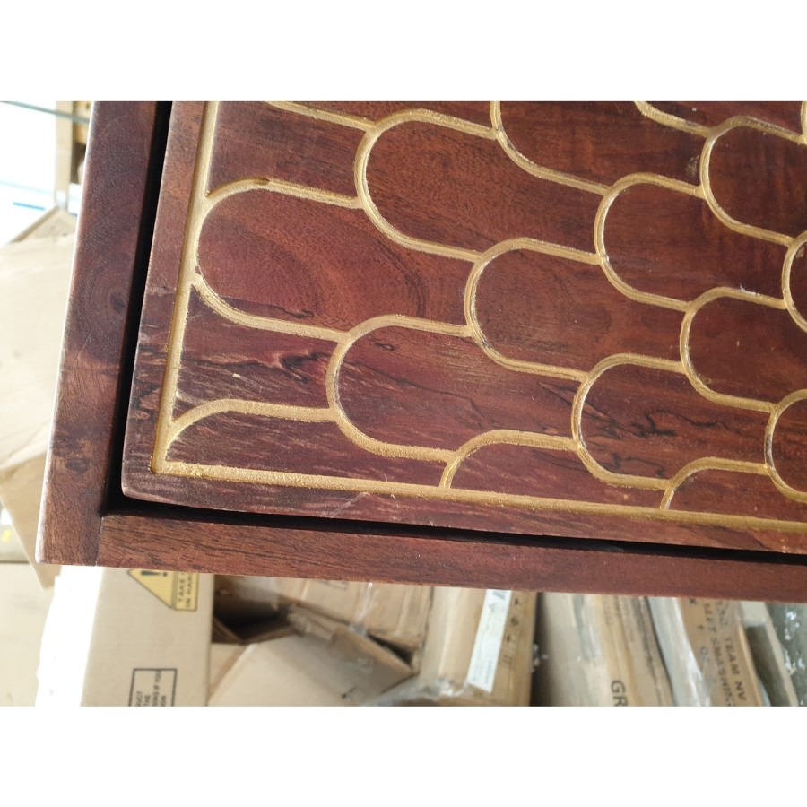 GRADE A2 - Dark Wood Drinks Cabinet - Dejan