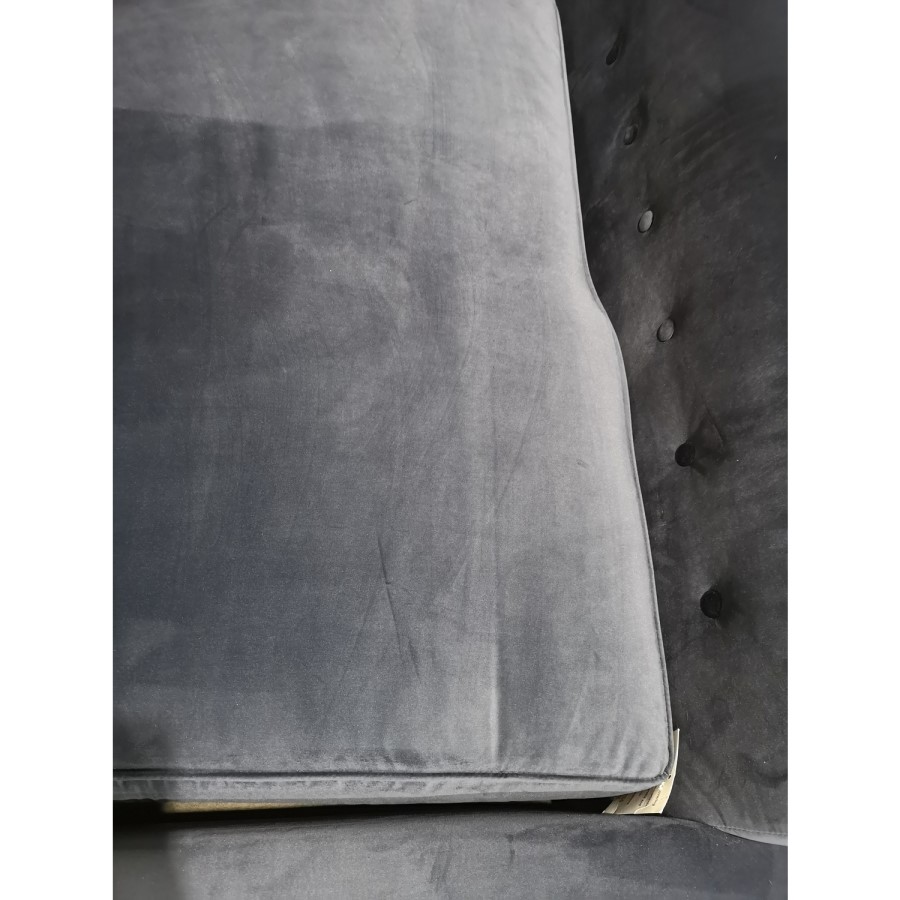 GRADE A2 - Navy Blue Velvet Corner Sofa with Bolster Cushions - Seats 3 - Idris