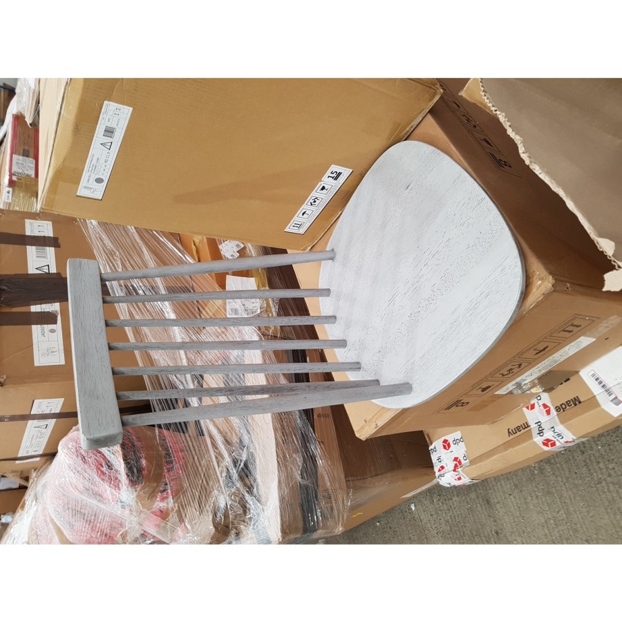 GRADE A2 - Pair of Grey Wooden Spindle Dining Chairs - Cami