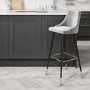 GRADE A2 - Silver Grey Velvet Bar Stool with Button Back - Maddy