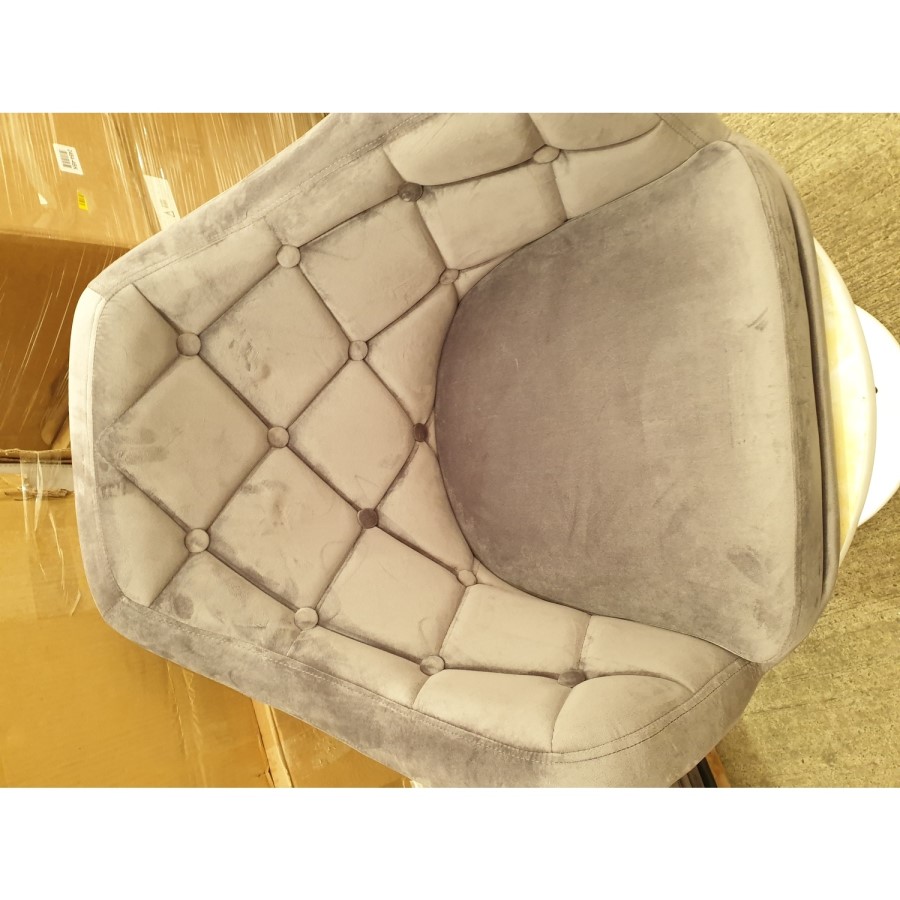 GRADE A2 - Grey Velvet Office Swivel Chair with Button Back - Marley